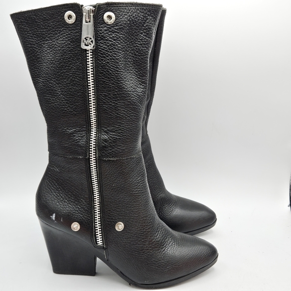 Michael Kors Bassey convertible black leather tall or short 3" heel boots - Picture 15 of 16